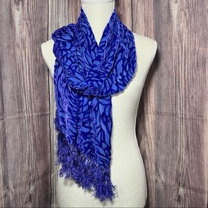 Blue/Purple Burnout Scarf with Fringe